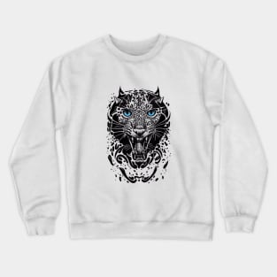 Panther Wild Animal Nature Illustration Art Tattoo Crewneck Sweatshirt